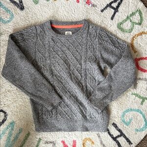 Mini Boden Cable Knit Crewneck Sweater - Gray 9-10Y